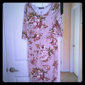 Pink floral casual dress